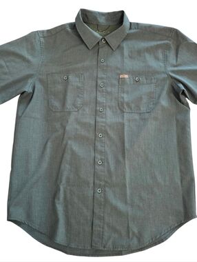 ORVIS Tech Work Shirt Mens Classic Short Sleeve Button Up Shirt Green Large